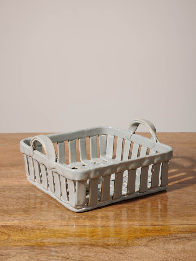 Square grey ceramic basket Josette - 1