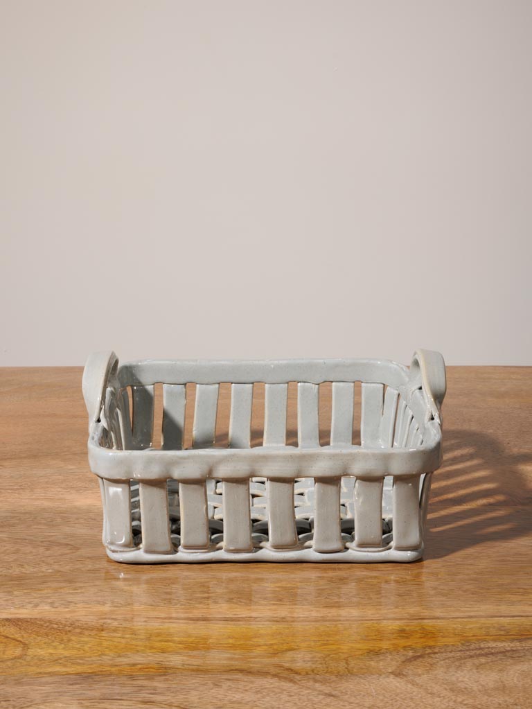 Square grey ceramic basket Josette - 4