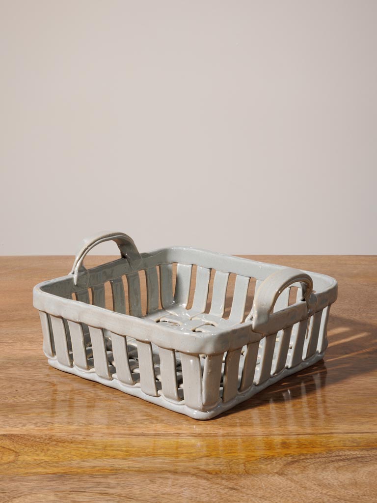 Square grey ceramic basket Josette - 6