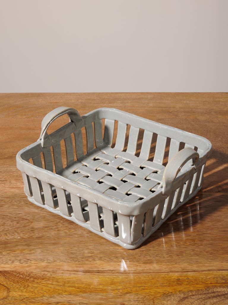Square grey ceramic basket Josette - 5