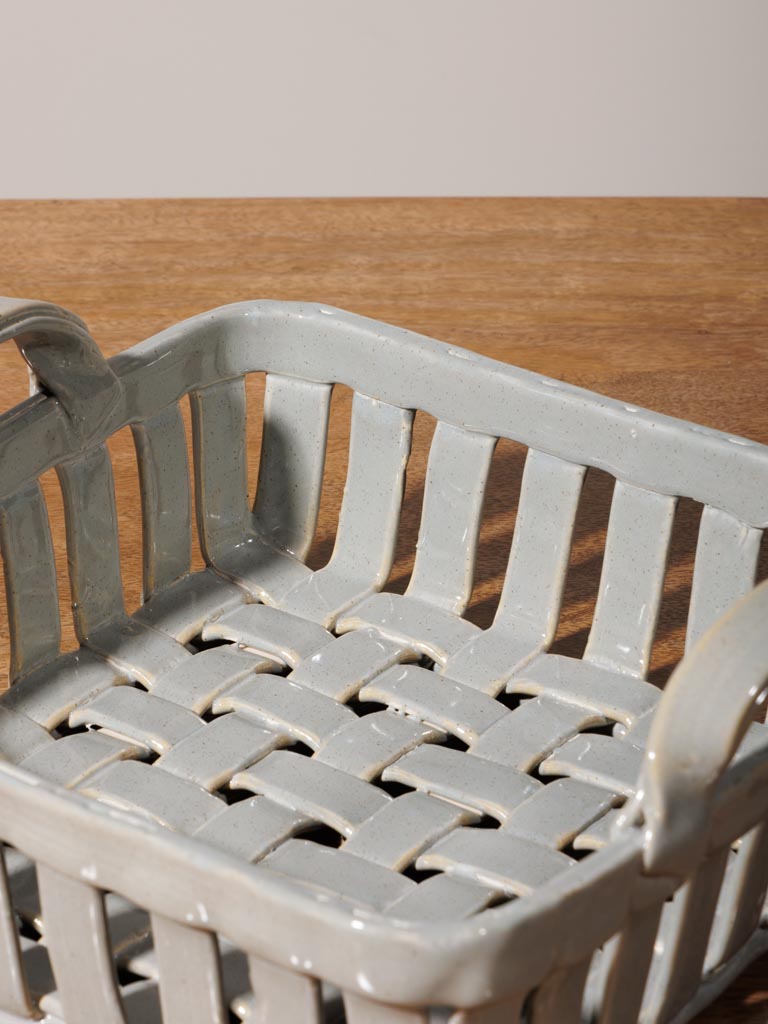 Square grey ceramic basket Josette - 7