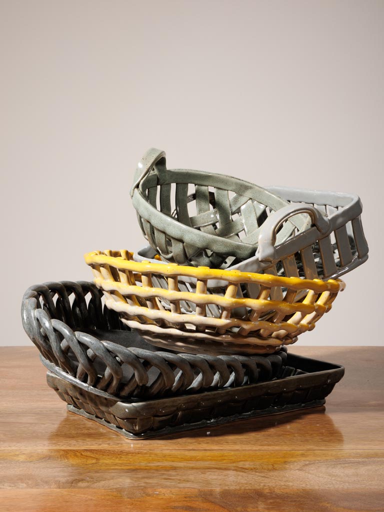 Square grey ceramic basket Josette - 2