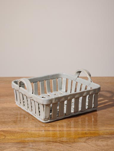 Square grey ceramic basket Josette