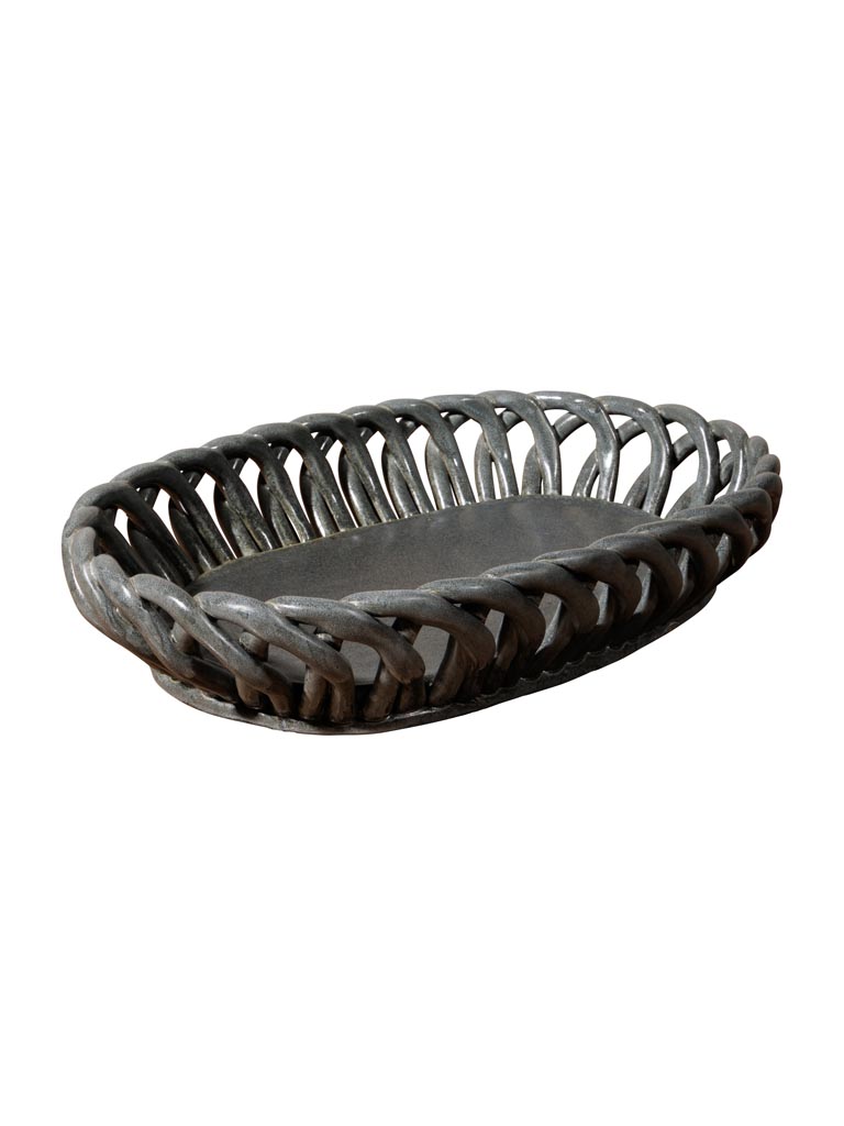 Oval grey ceramic basket Josette - 2