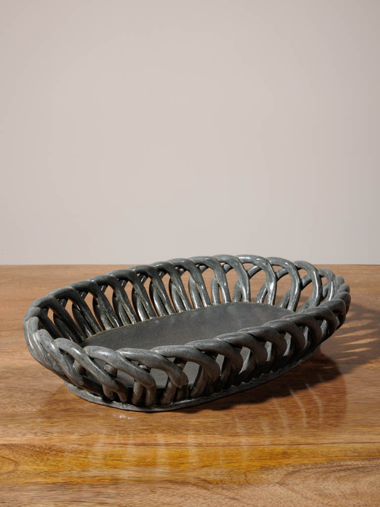 Oval grey ceramic basket Josette - 1