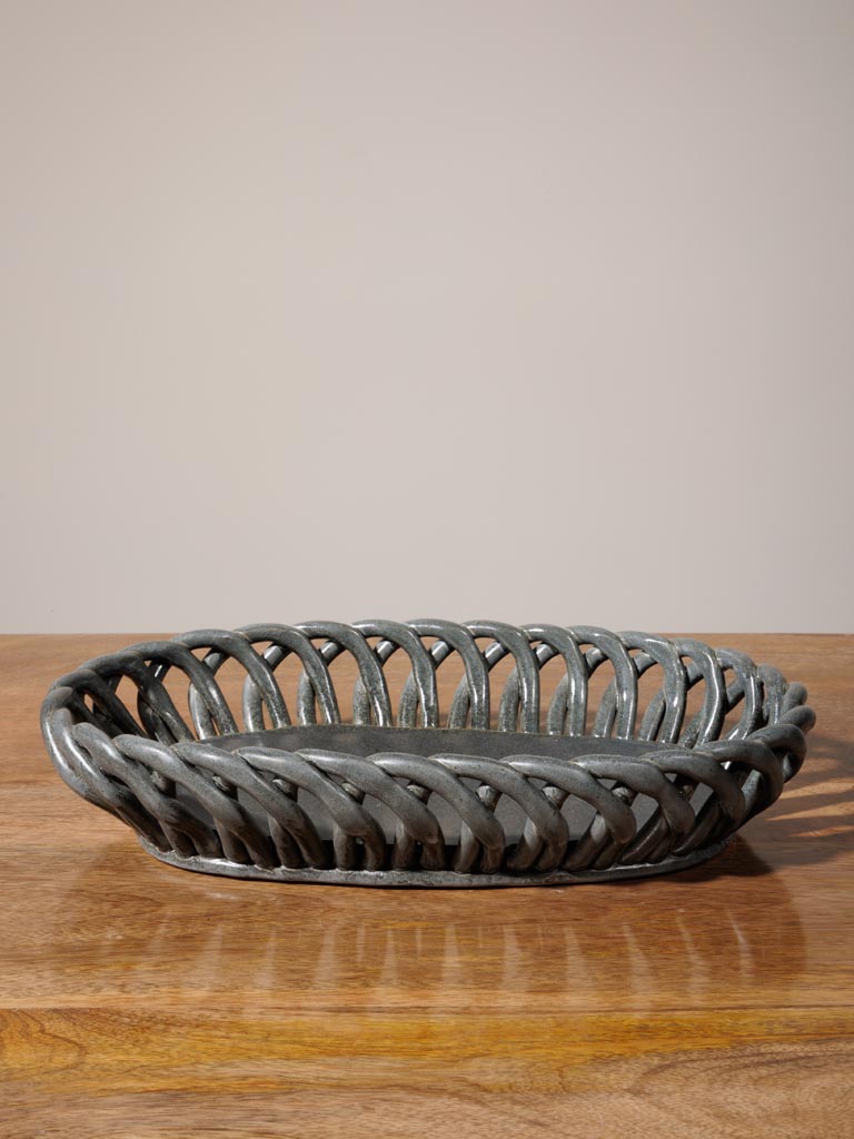 Oval grey ceramic basket Josette - 3