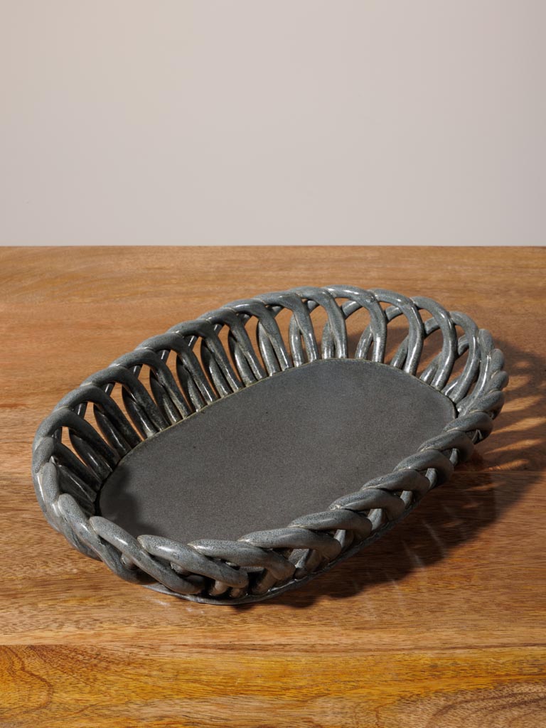 Oval grey ceramic basket Josette - 5