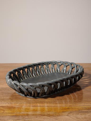 Oval grey ceramic basket Josette