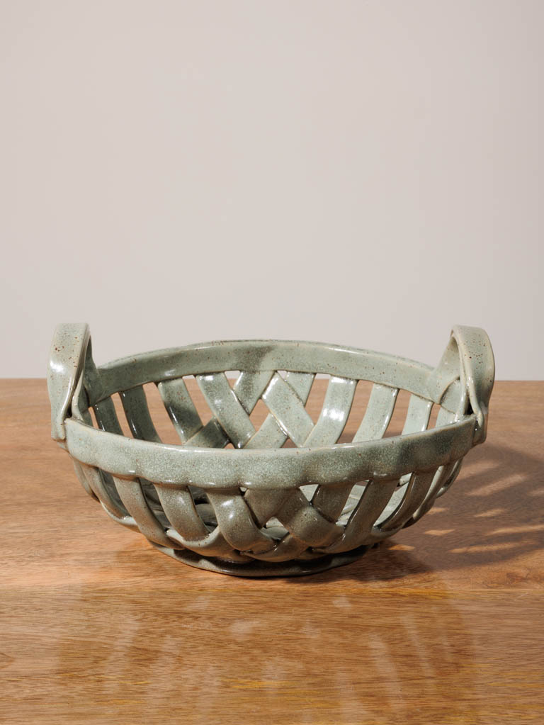 Green round ceramic basket Josette - 1