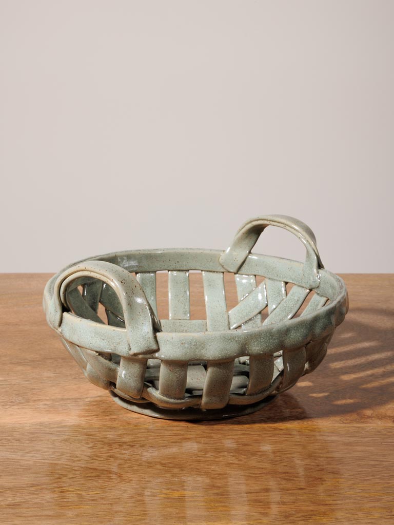Green round ceramic basket Josette - 3