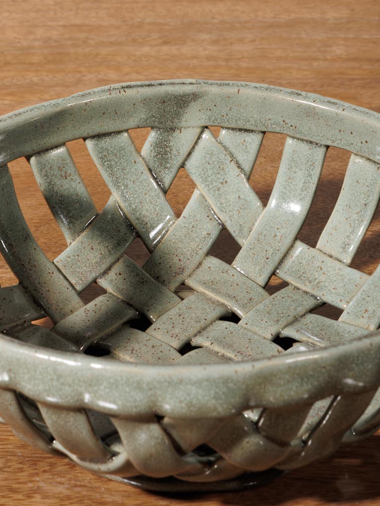 Green round ceramic basket Josette - 5