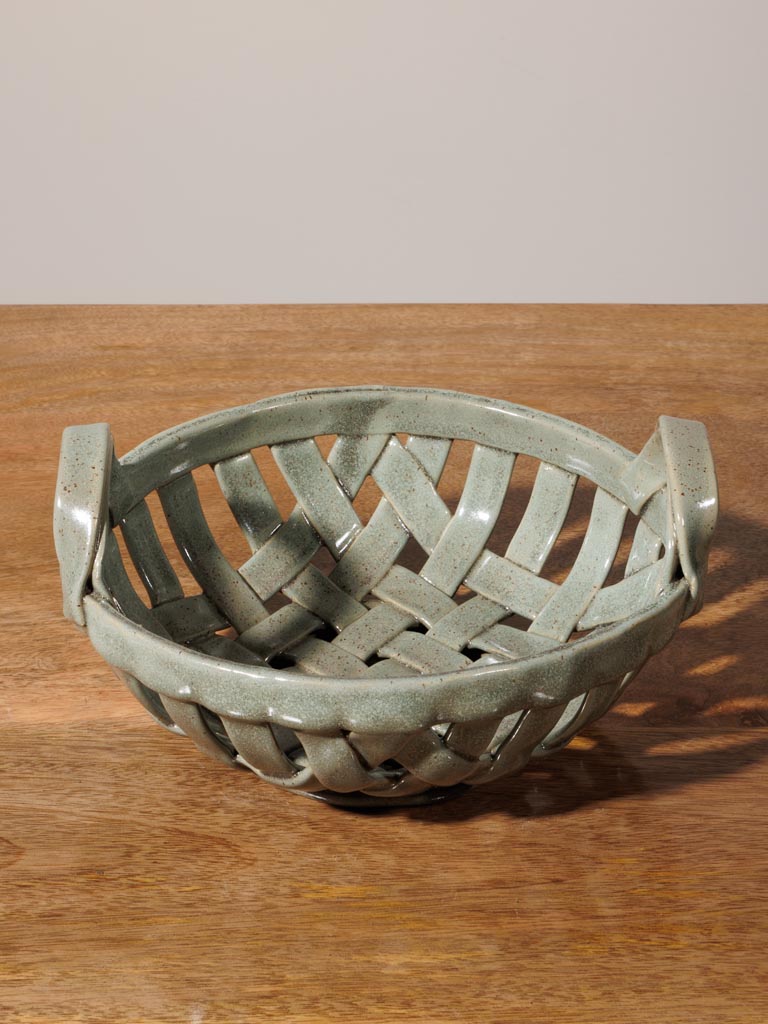 Green round ceramic basket Josette - 4