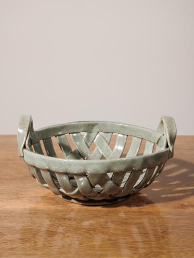 Green round ceramic basket Josette