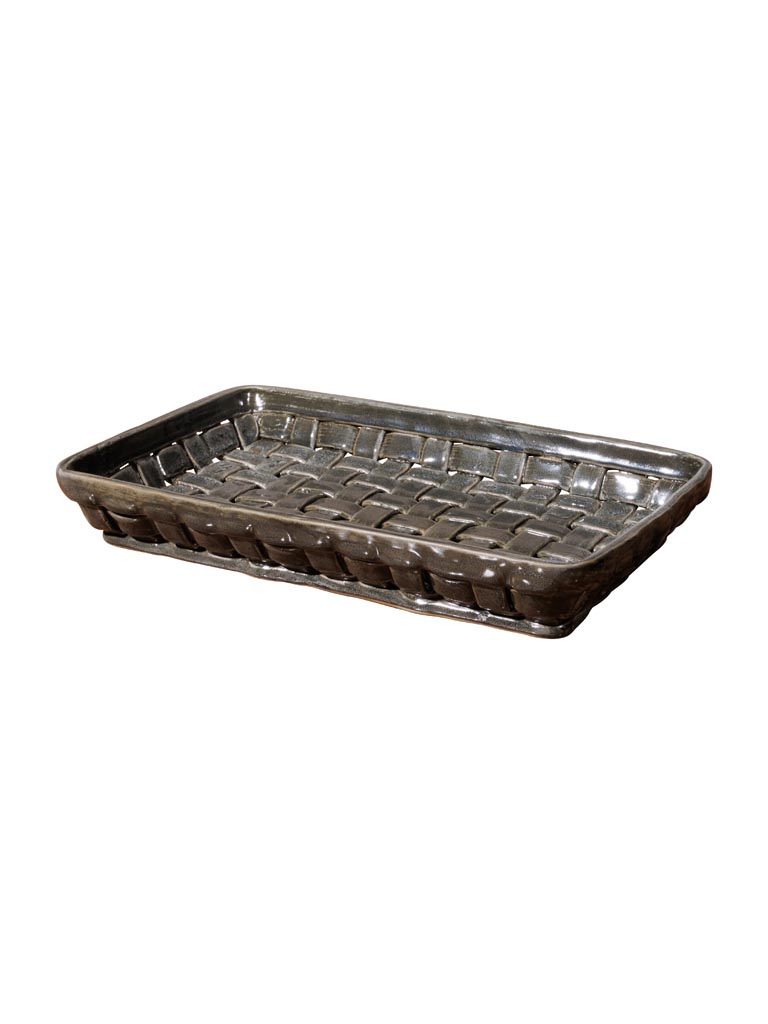 Rectangular grey ceramic basket Josette - 3