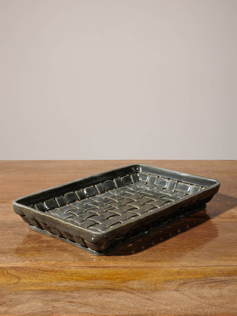 Rectangular grey ceramic basket Josette - 1