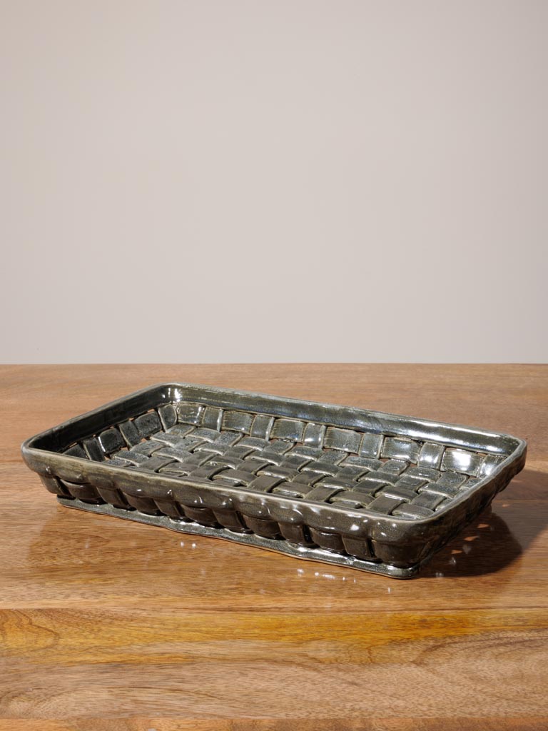 Rectangular grey ceramic basket Josette - 4