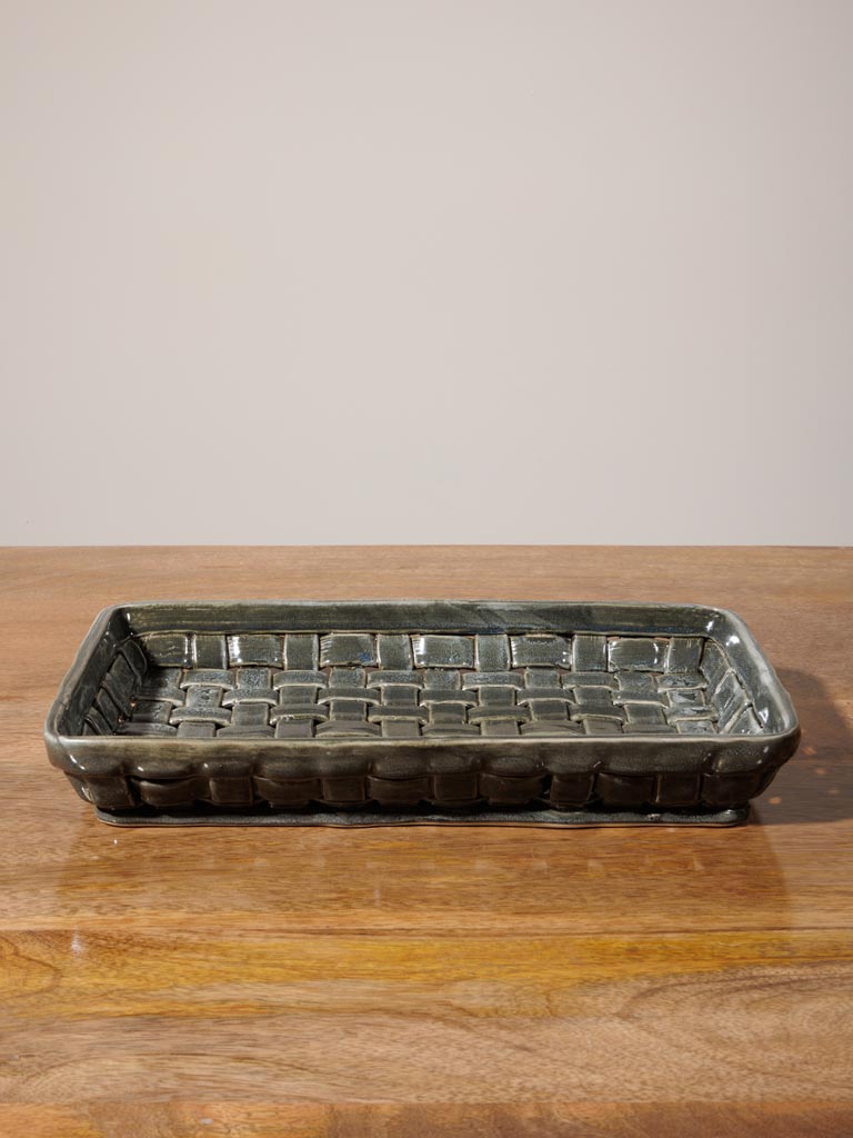 Rectangular grey ceramic basket Josette - 6