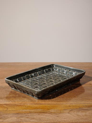 Rectangular grey ceramic basket Josette