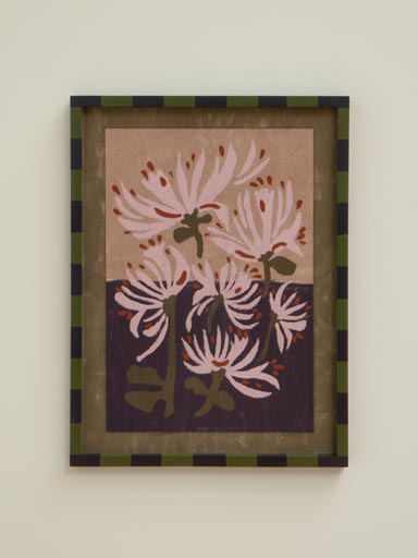 Expressionist flowers frame with stripped edge