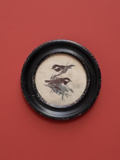 Round frame with great tits