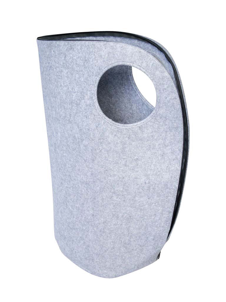 Clear grey felt bag w/ hole handle. - 2