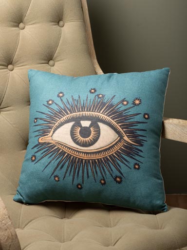 Blue green cushion with eye Mystic