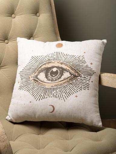 Coussin beige oeil Mystic