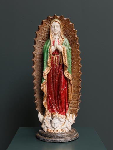 Statue Vierge Marie verte et rouge Halo