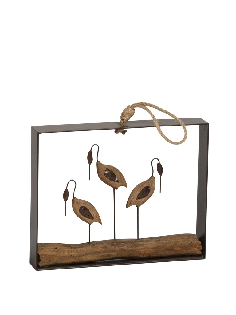 Wall decor with 3 birds in metal frame - 2