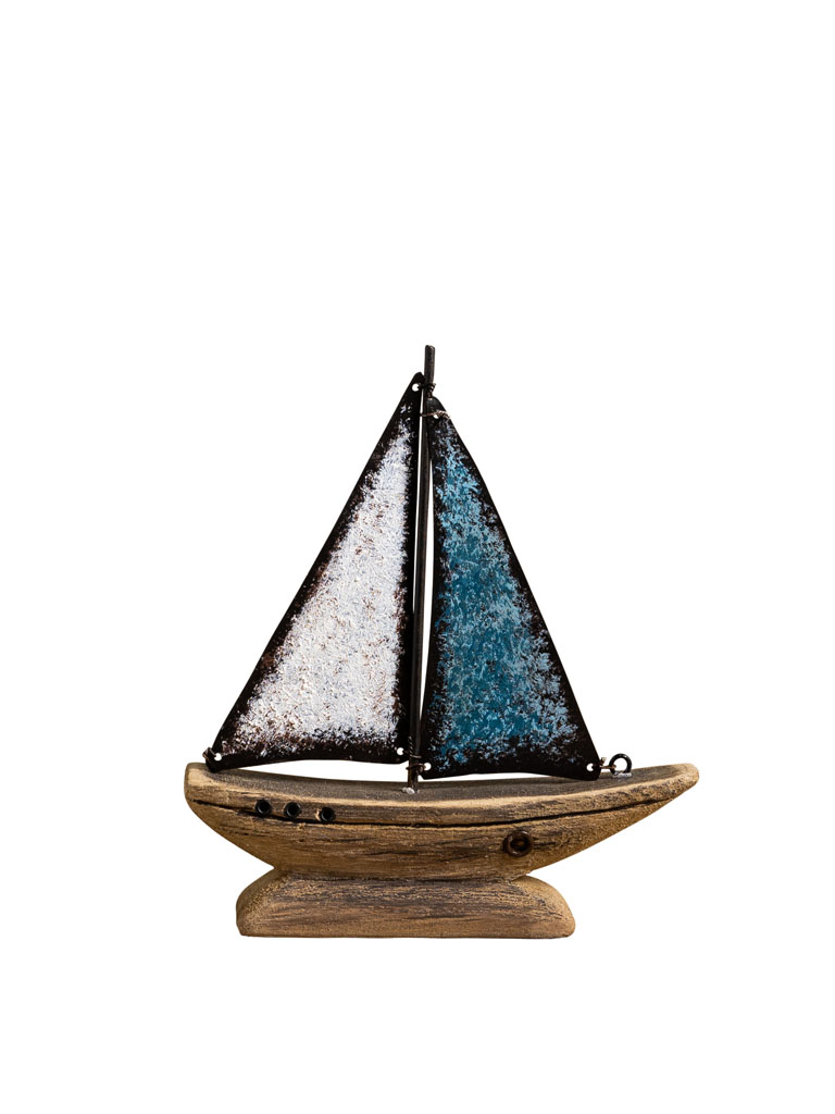 Small boat with blue iron sail - 2