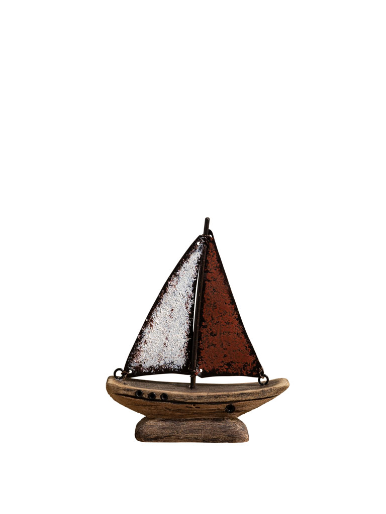 Small boat with red iron sail - 2