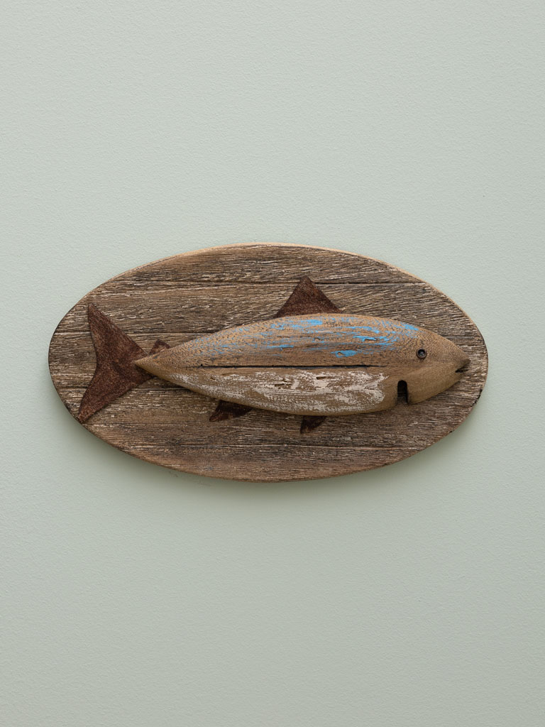 Fish on wooden wall board - 1