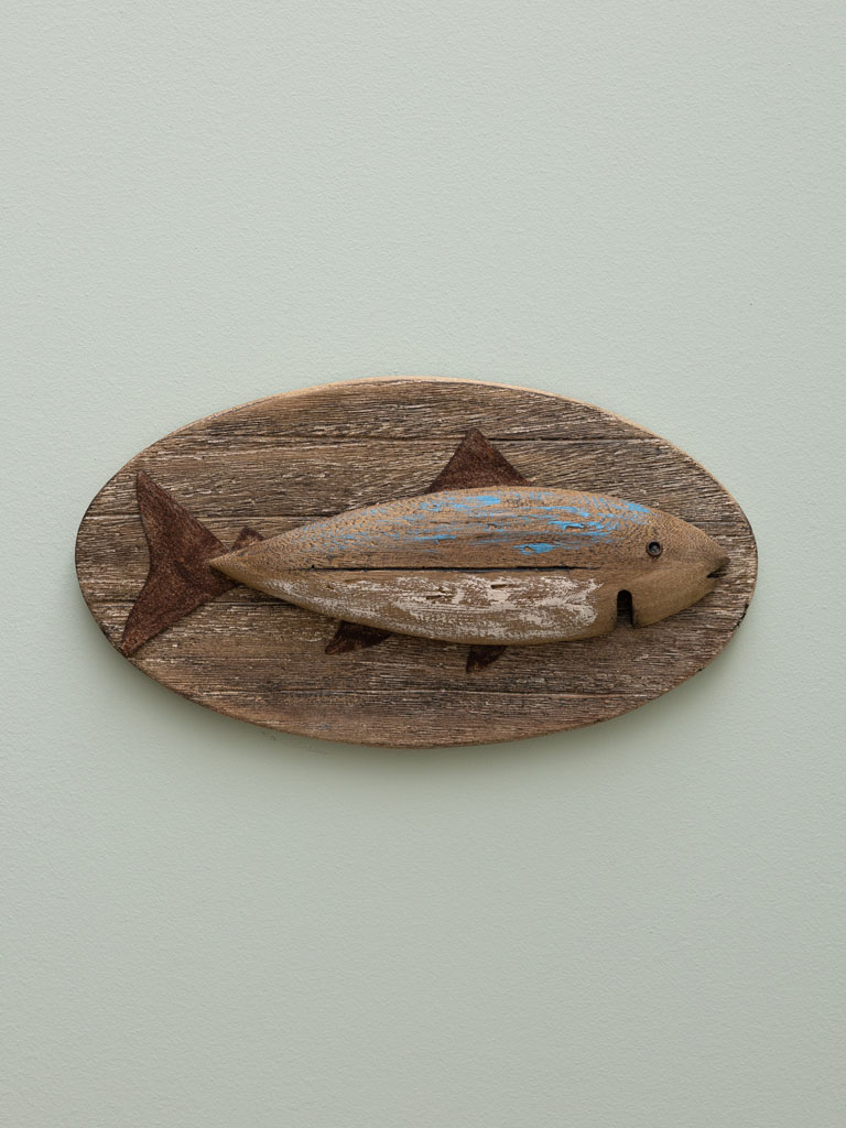 Déco murale poisson sur planche bois - 1