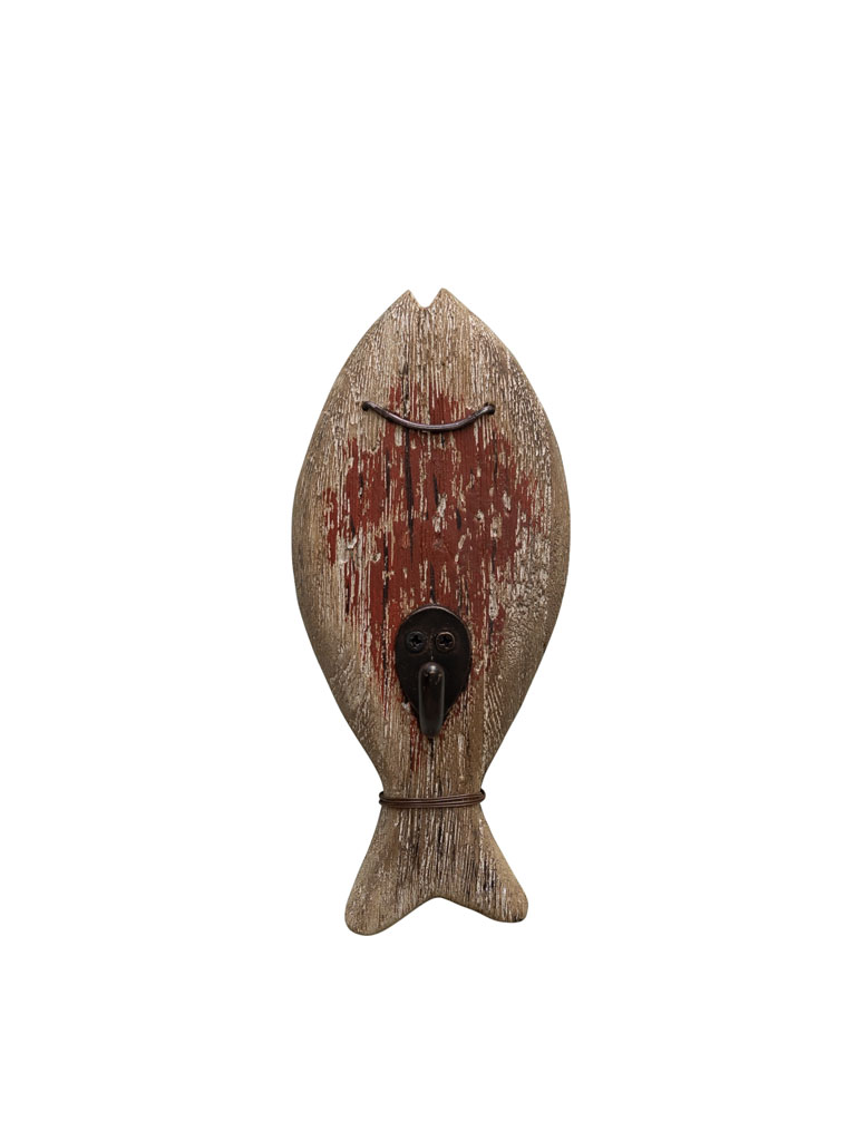 Red wooden fish with hook - 2