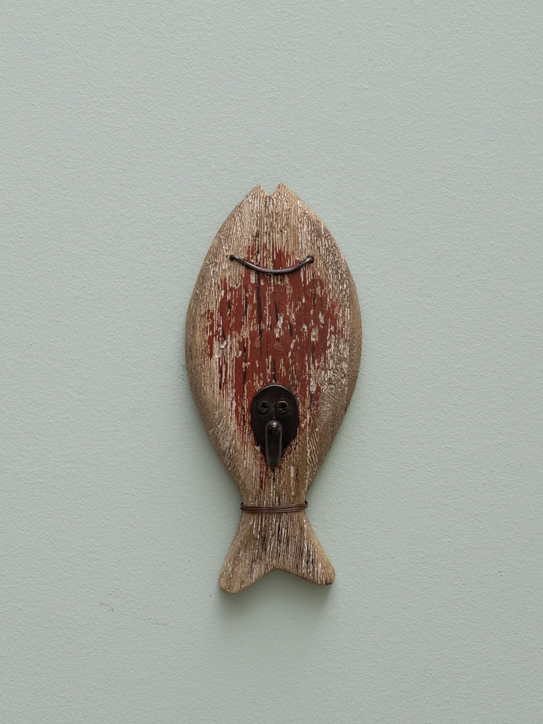 Red wooden fish with hook - 1