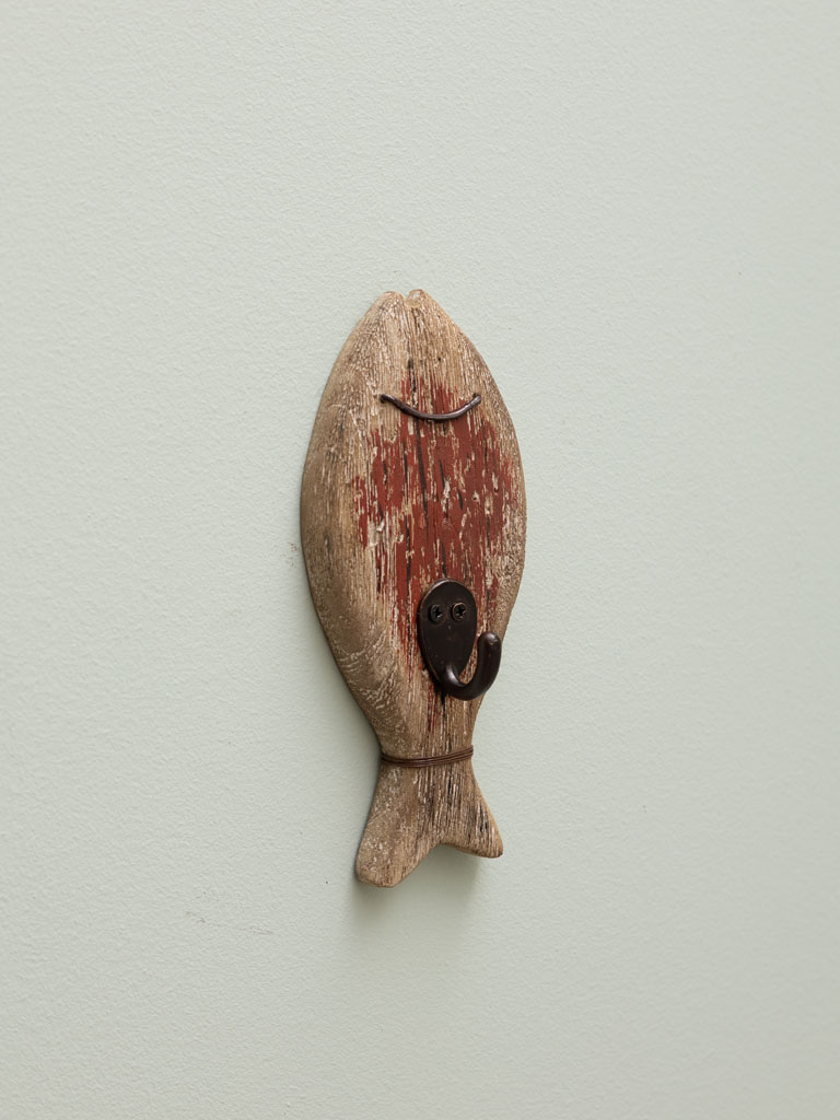 Red wooden fish with hook - 3