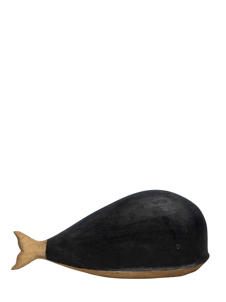 Grande baleine noire et bois naturel - 2