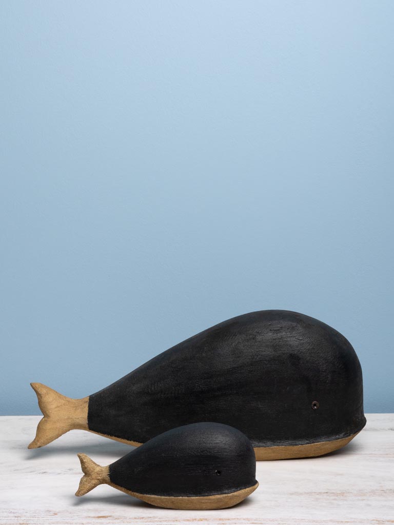 Grande baleine noire et bois naturel - 4