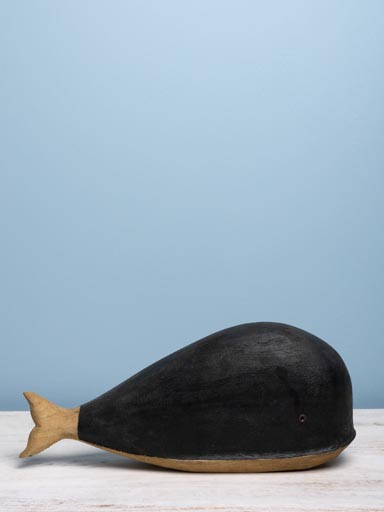 Large whale black & natural wood