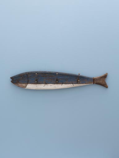 Coat rack blue fish with 3 hooks