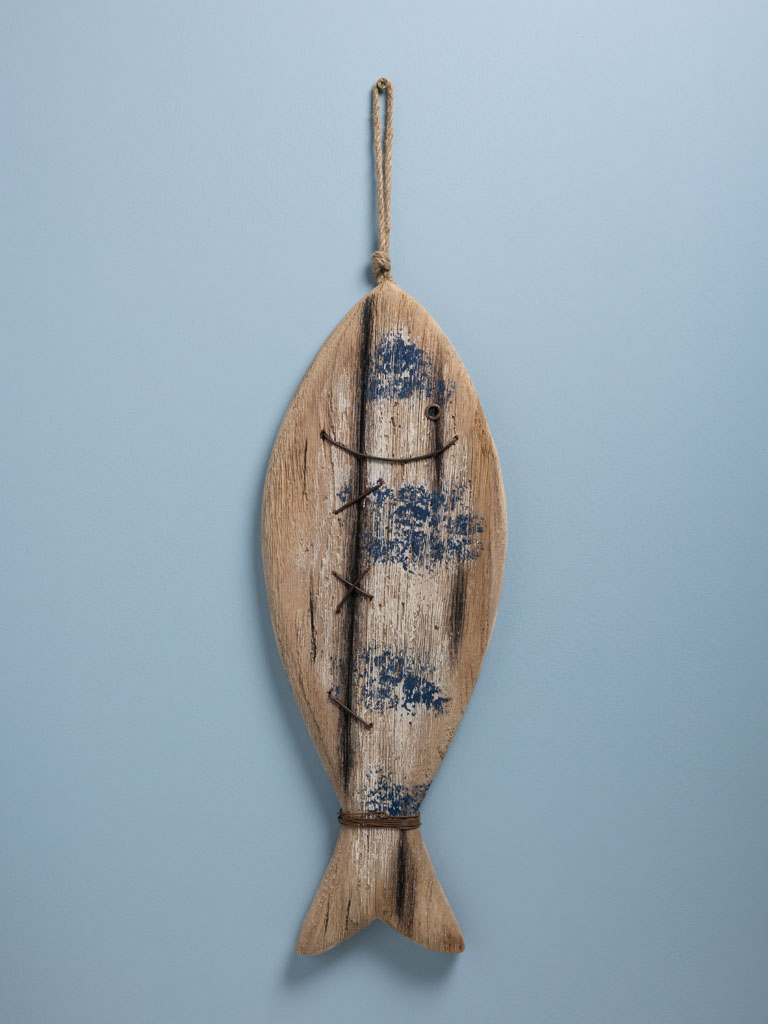 Blue patina hanging fish - 1