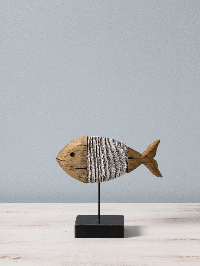 Small wrapped up fish on metal base - 1