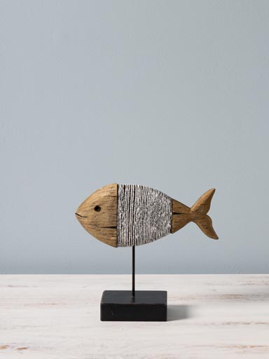 Small wrapped up fish on metal base