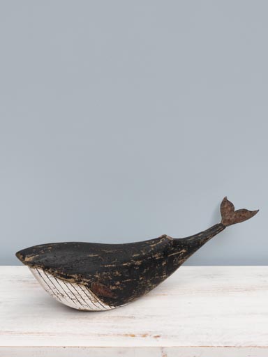 Large painted whale figurine