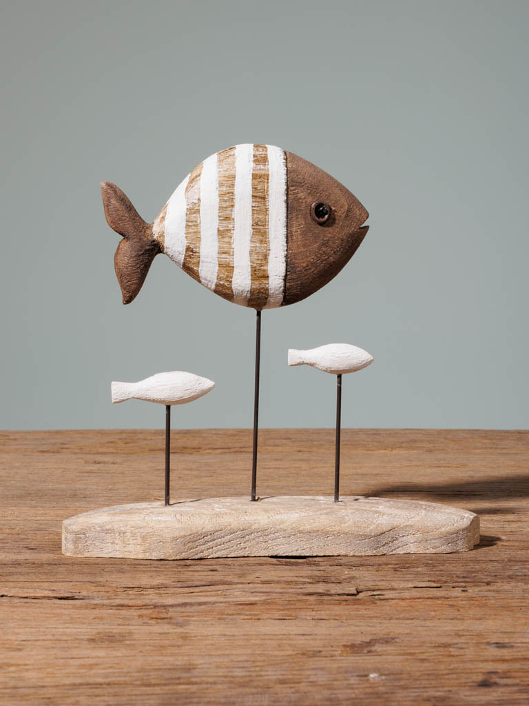 Three wood fish on stand - 1