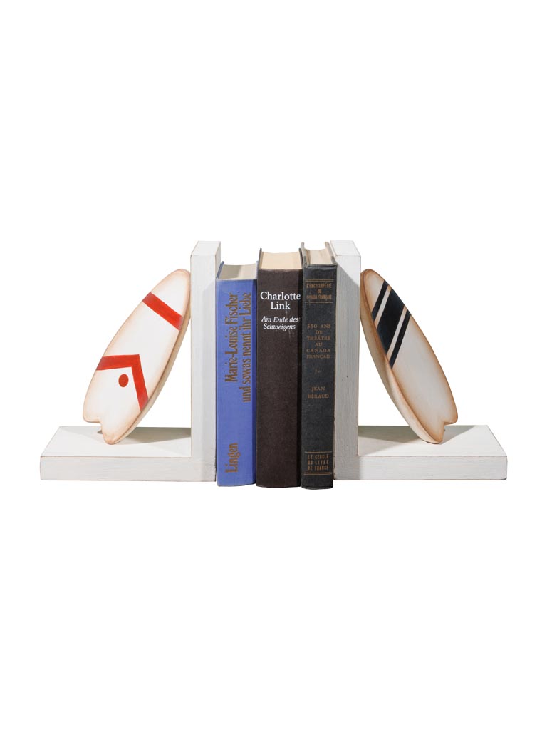 Serre-livres en bois surf noir et rouge - 2
