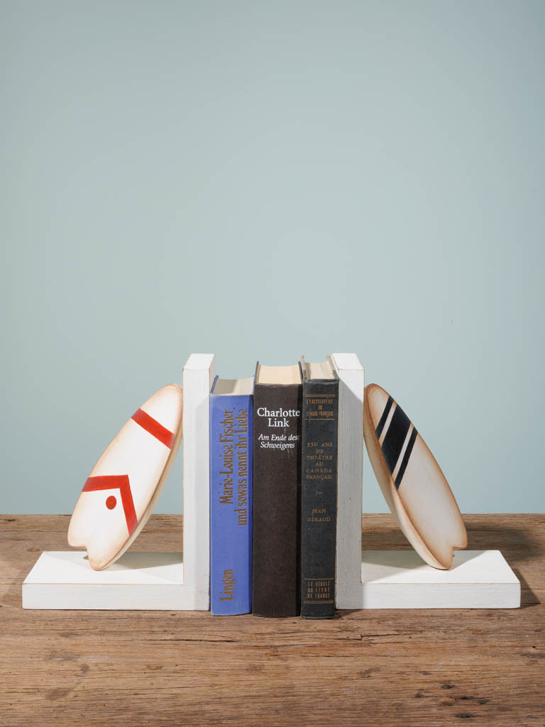 Bookends surf in wood black and red - 1