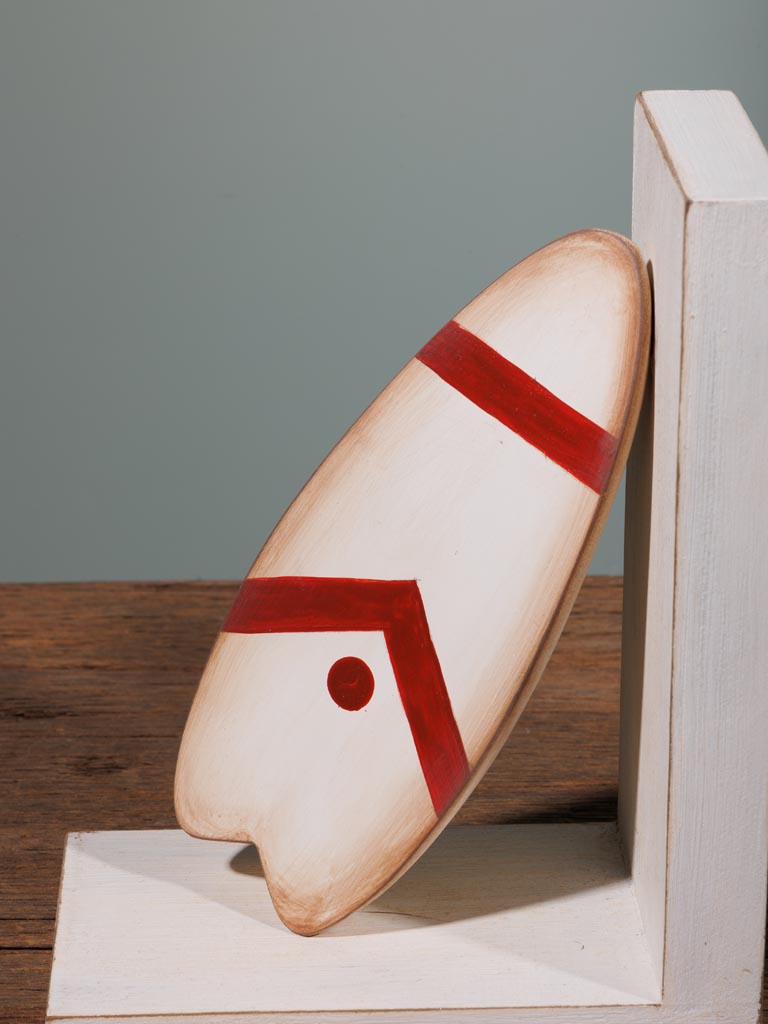 Serre-livres en bois surf noir et rouge - 3