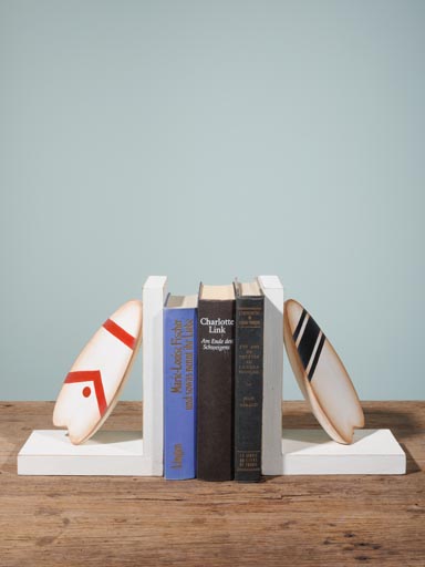 Bookends surf in wood black and red