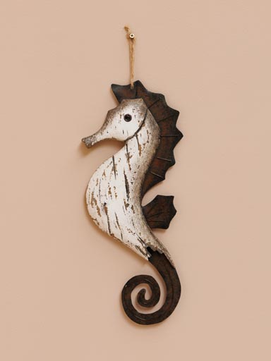 Hanging seahorse wood and iron
